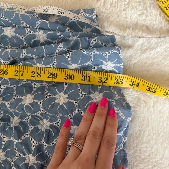 Lulus Fit to Frolic Blue Eyelet Lace Puff Sleeve Babydoll Dress size Large Beach - Picture 7 of 9